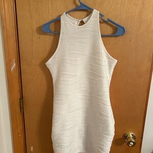 Sleeveless Textured White Bodycon Dress